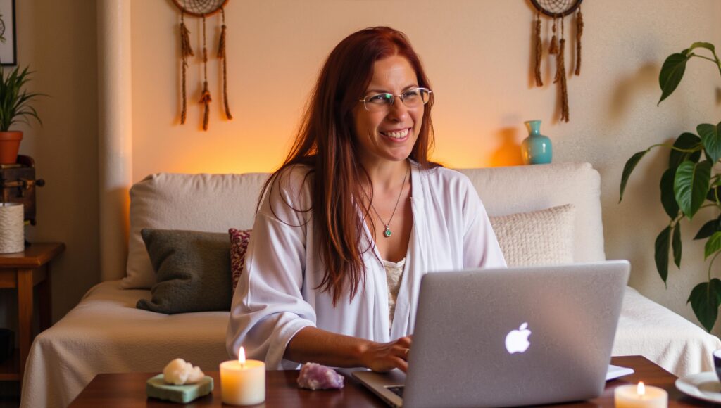Karina en una sesión online integral